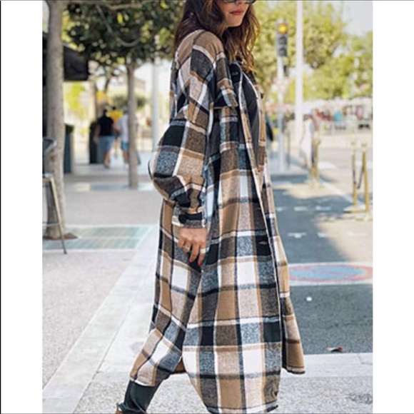 Paula Bean Jeans Jackets & Blazers - Plaid duster jacket longline shacket